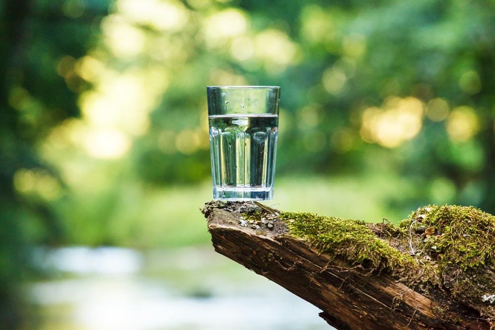 A glass of clean water in nature