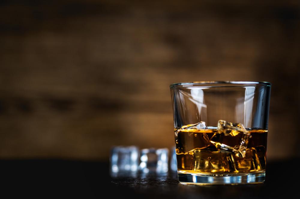 Whiskey Glass With Ice Cubes