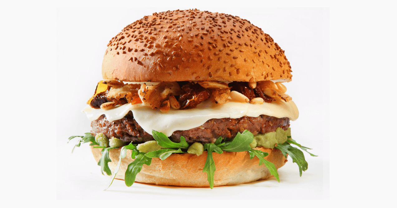 A Burger in White Background as Processed Food