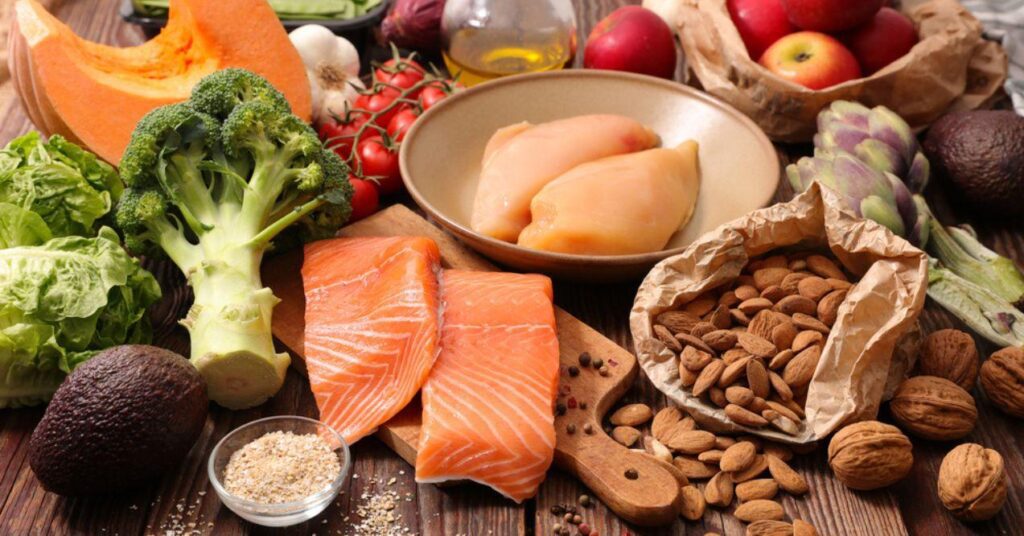 A Variety of Healthy Foods on a Wooden Table