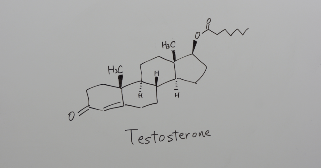 Testosterone Molecules On Grey Background