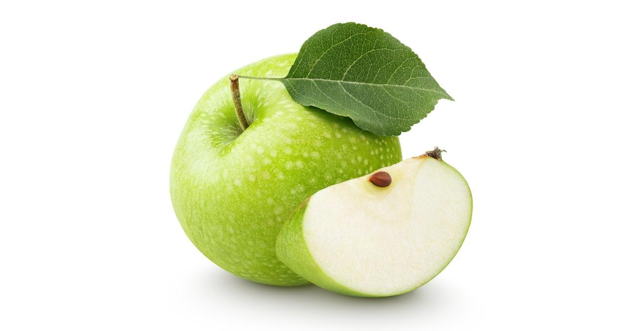 Green apple in white background