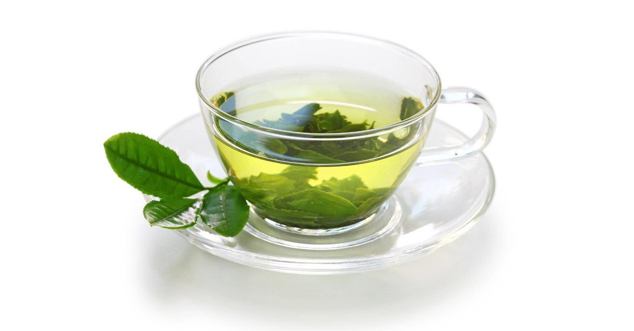 Green tea in white background