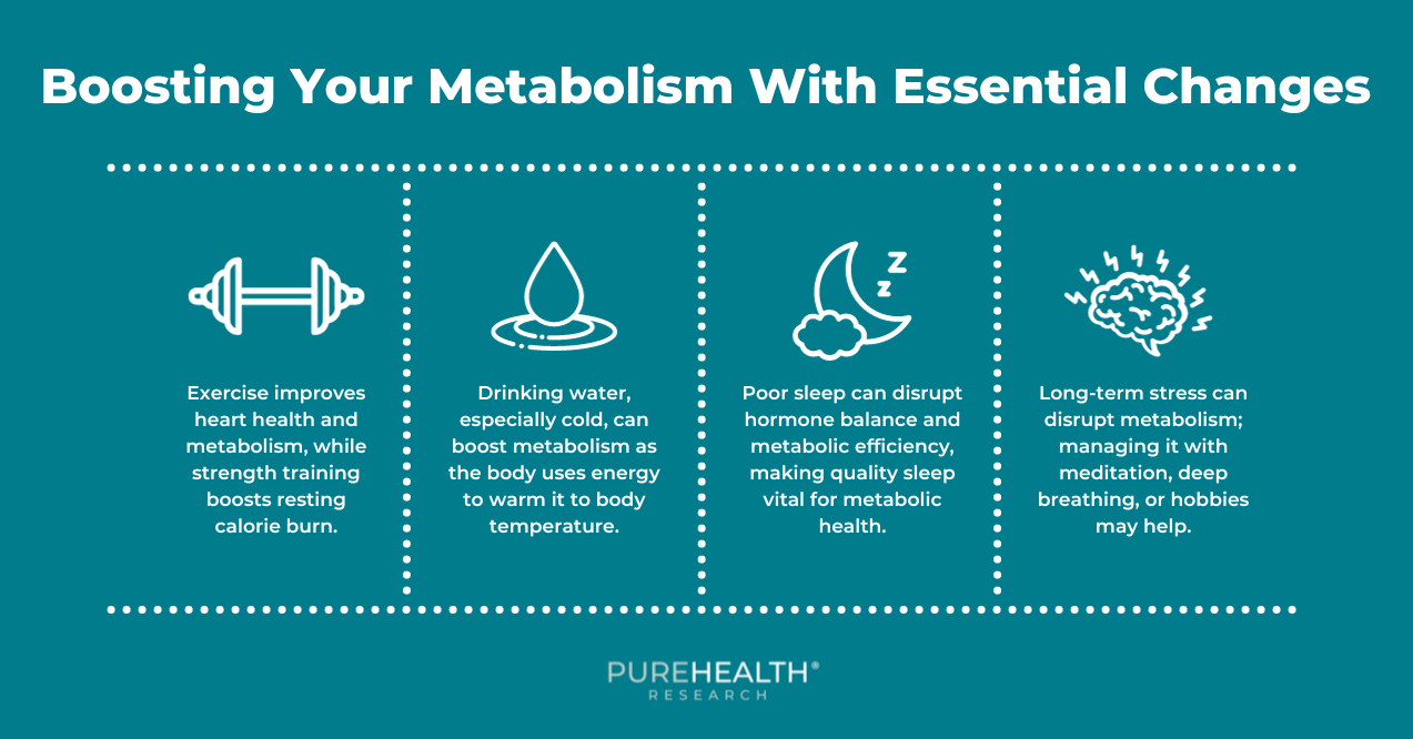 Visual of Essential Lifestyle Changes to Combat Slow Metabolism by PureHealth Research