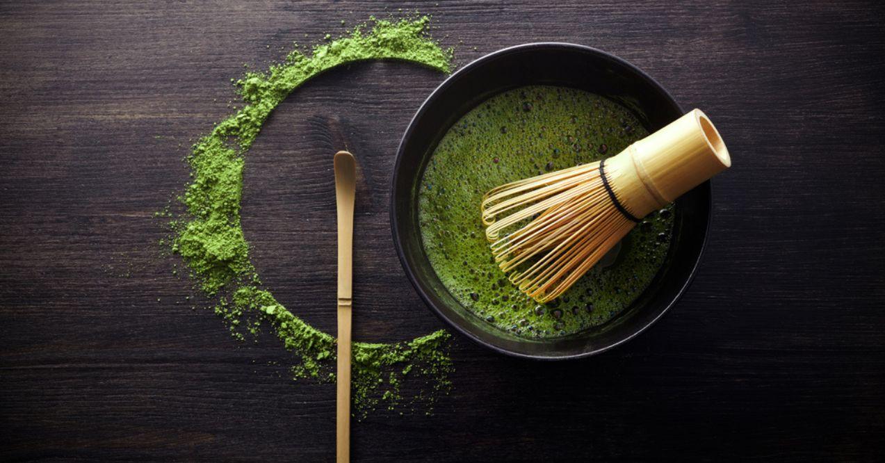 Matcha tea with bamboo whisk 