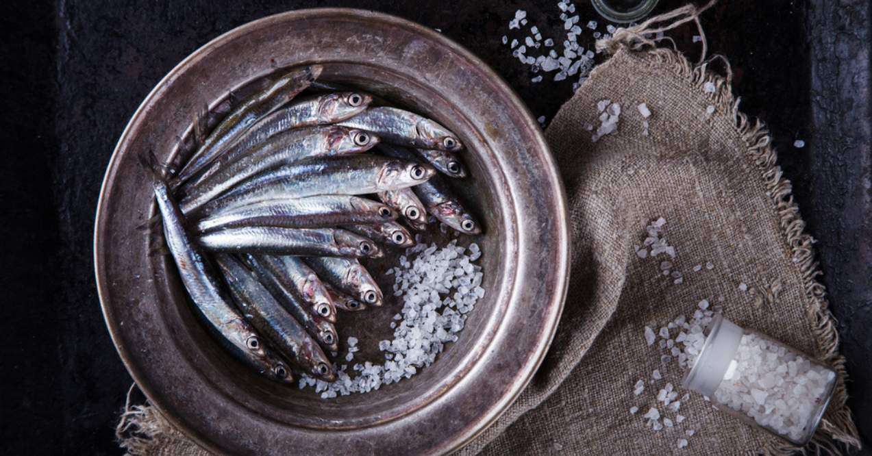 Fresh anchovies in a bowl