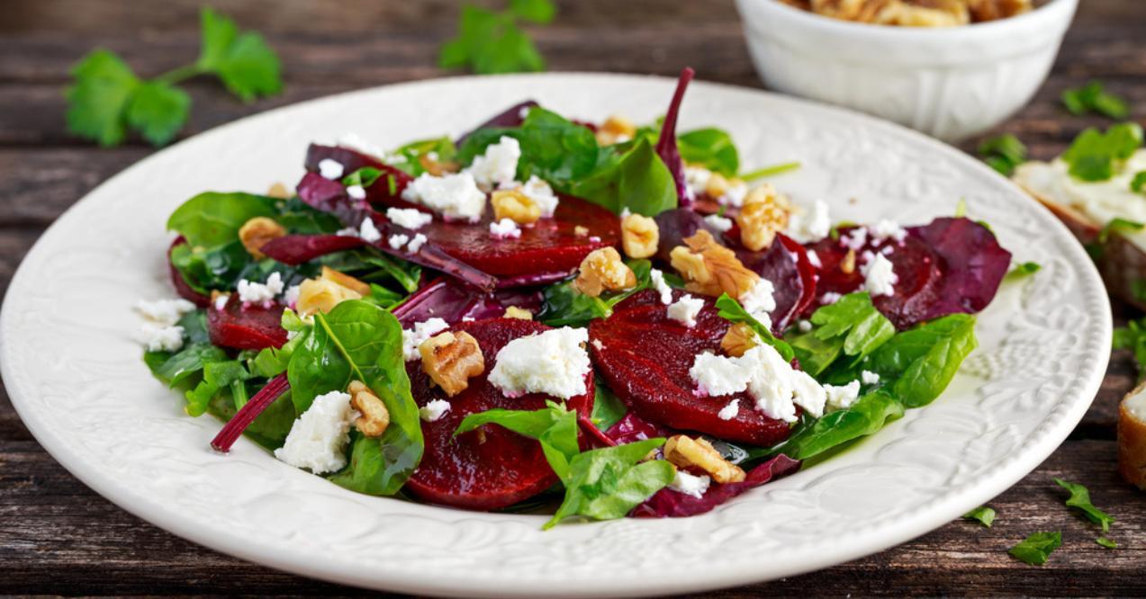 Healthy Beet Salad with kale and walnuts