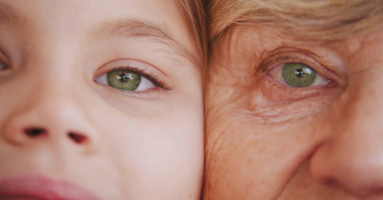 Close up portrait of grandmother and granddaughter