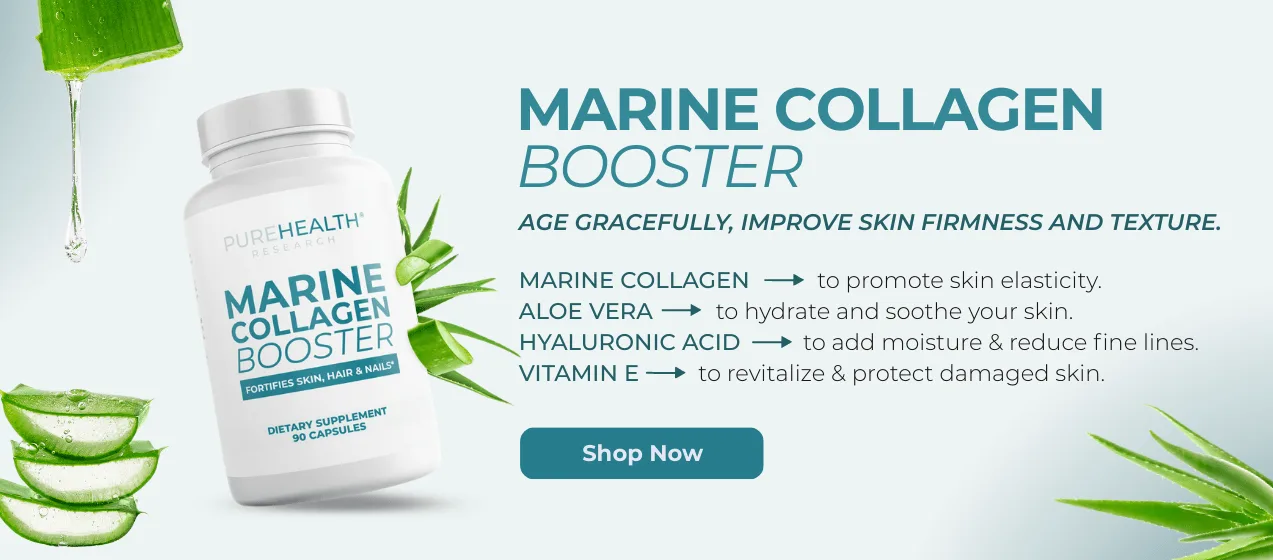 Marine Collagen Booster CTA banner with benefits