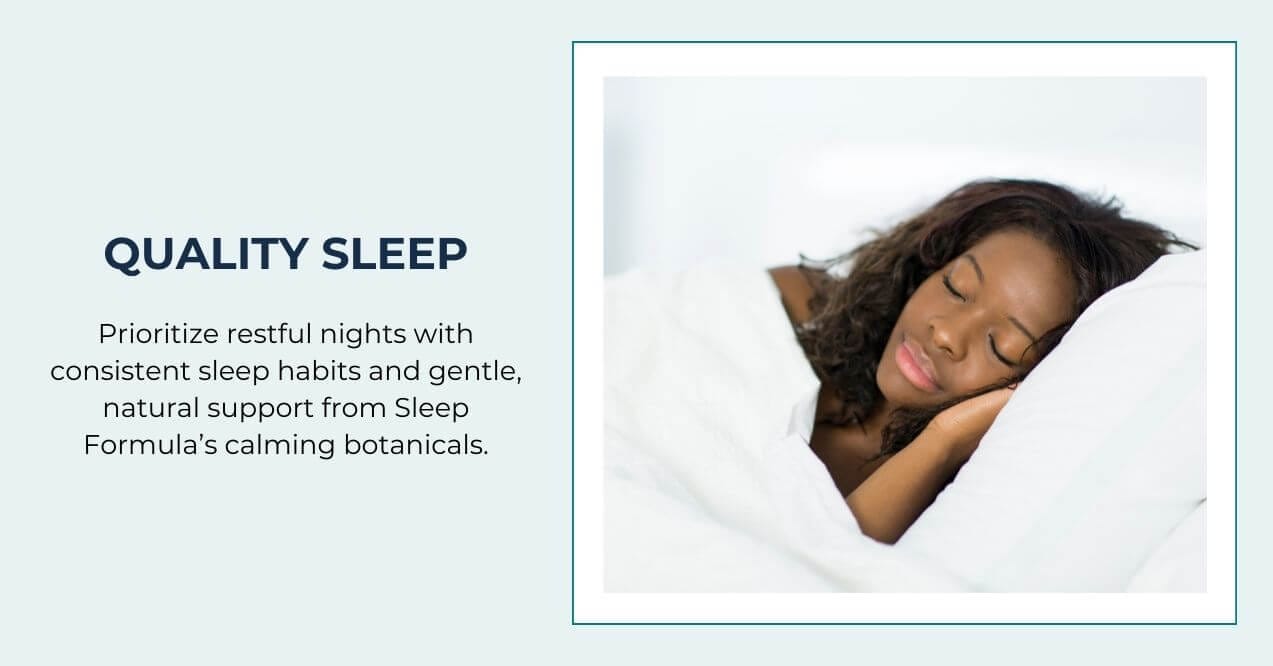 Woman peacefully sleeping in bed to support rest and recovery