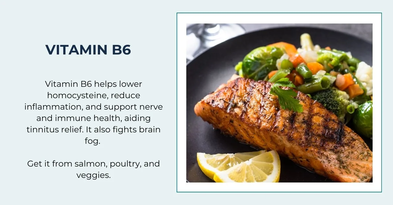 Image of vitamin B6 foods on the right and supporting text on the left