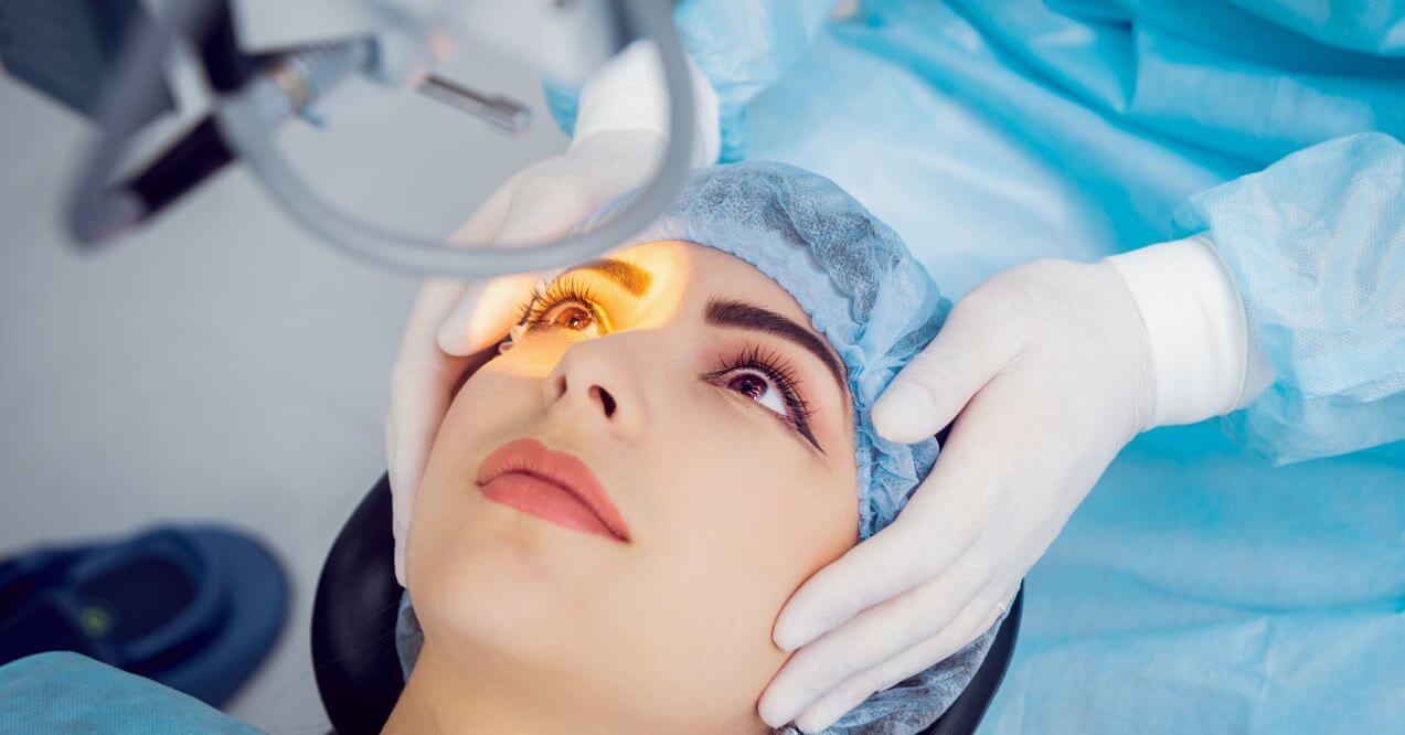 Patient receiving advanced eye treatment with laser technology.