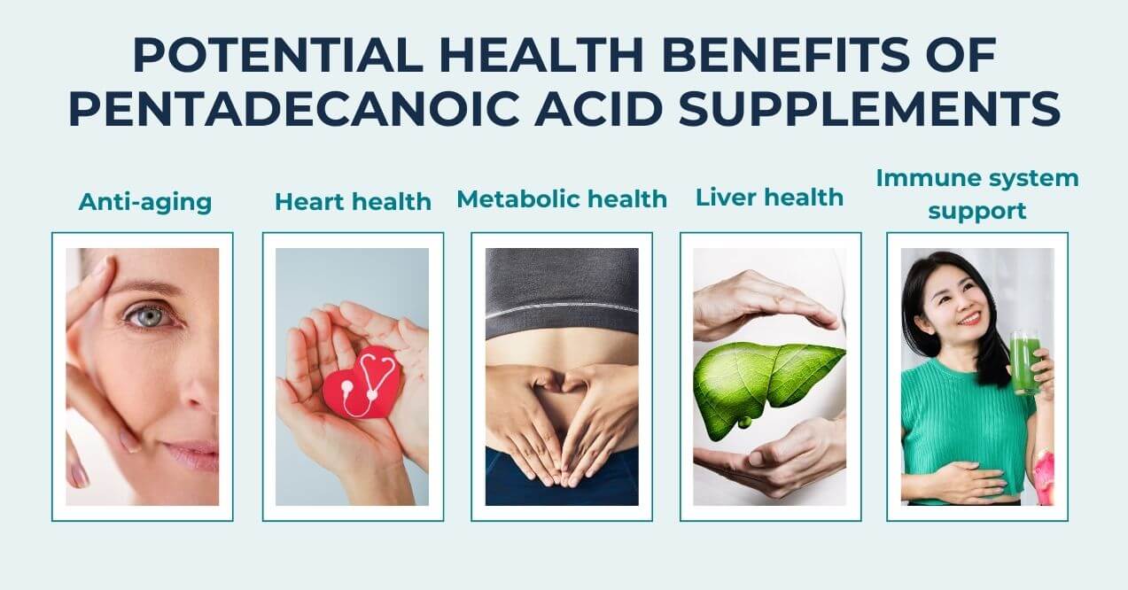 Health benefits of pentadecanoic acid for heart, liver, and immune system.