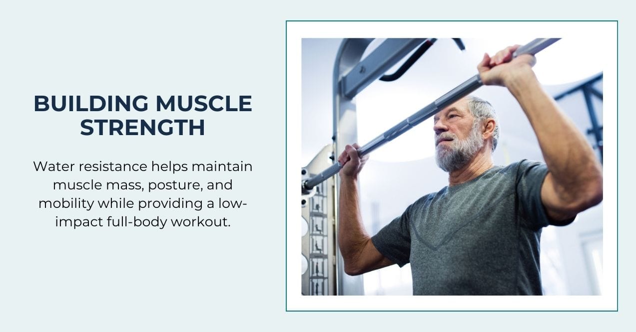 Older man lifting weights at the gym, focusing on muscle strength and posture maintenance.
