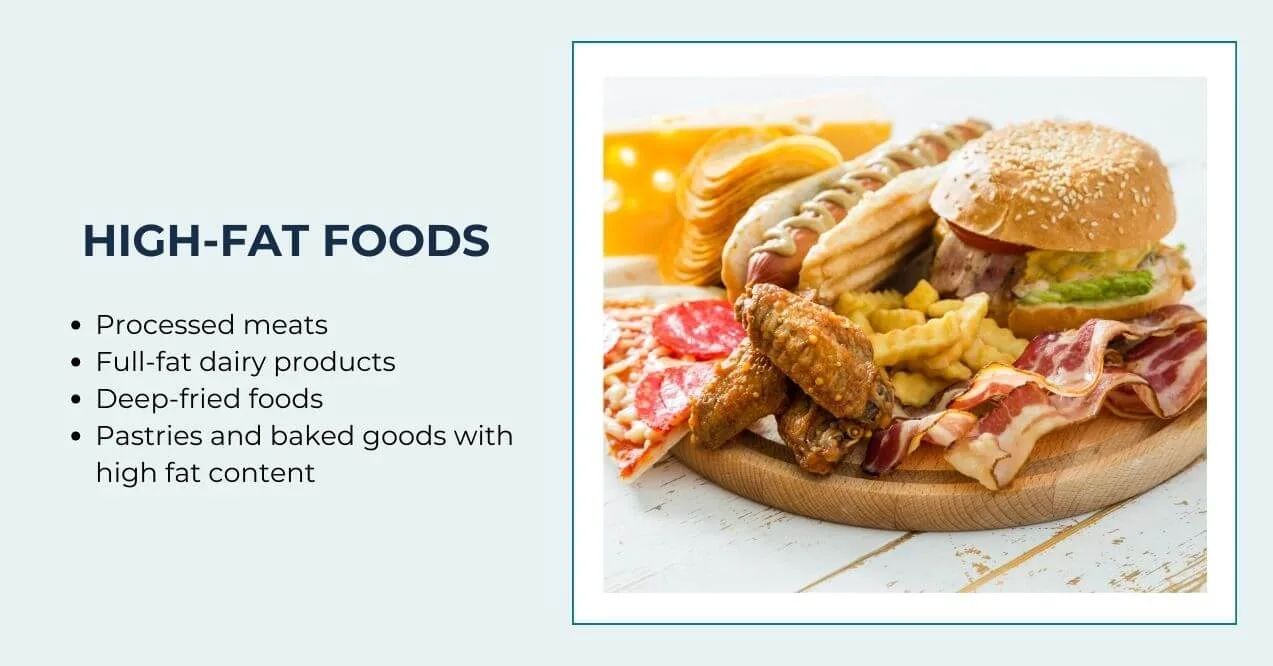 Assortment of fried and processed high-fat foods.