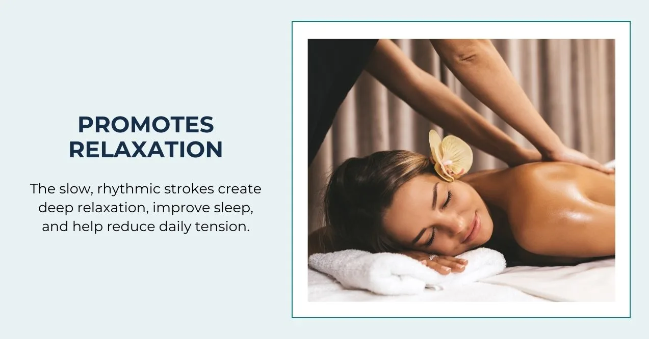 Woman relaxing during a massage with a flower behind her ear.