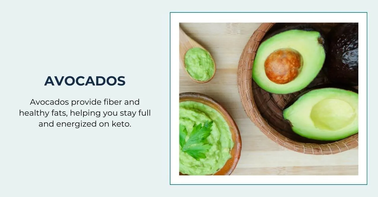 Halved avocados and guacamole in bowls on a wooden background