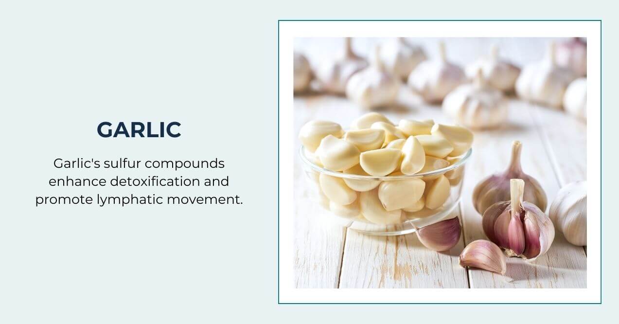 Glass bowl of peeled garlic cloves surrounded by whole garlic bulbs.