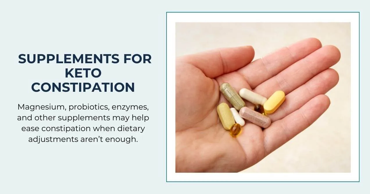 Hand holding colorful supplement pills for digestive support