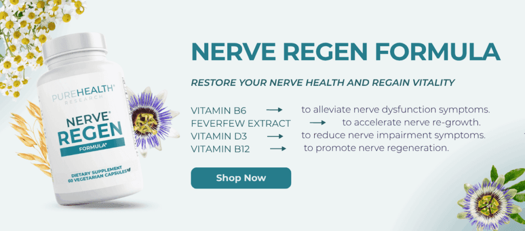 Nerve ReGen Formula CTA banner with benefits and ingredients