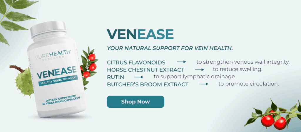 Venease CTA banner with benefits and ingredients