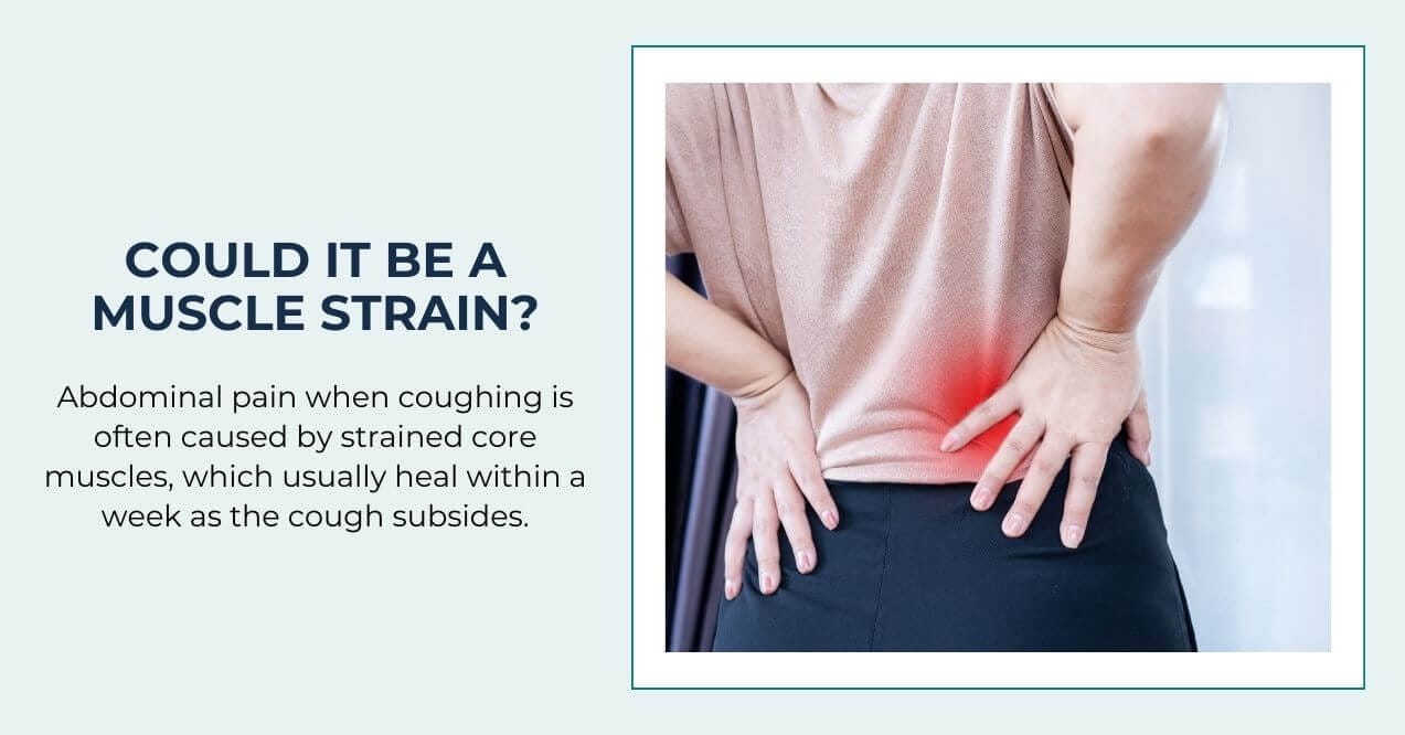 Person holding lower back with red highlight, indicating muscle strain.