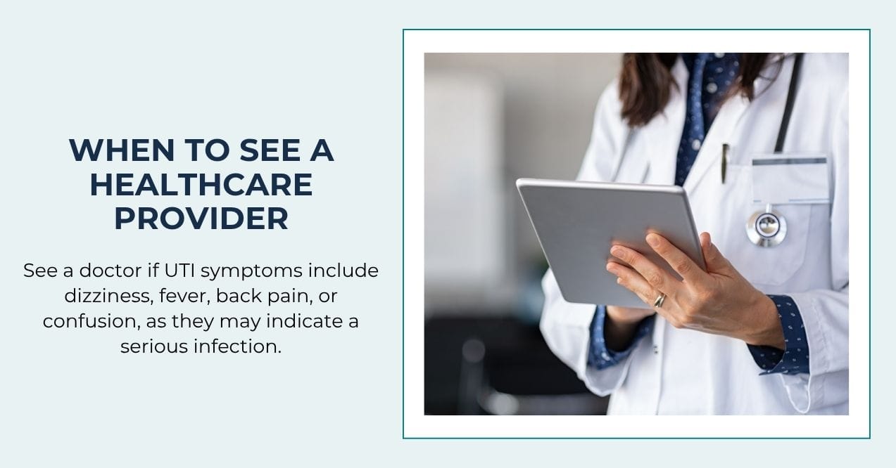 Doctor holding a tablet, ready to consult on UTI symptoms and care.