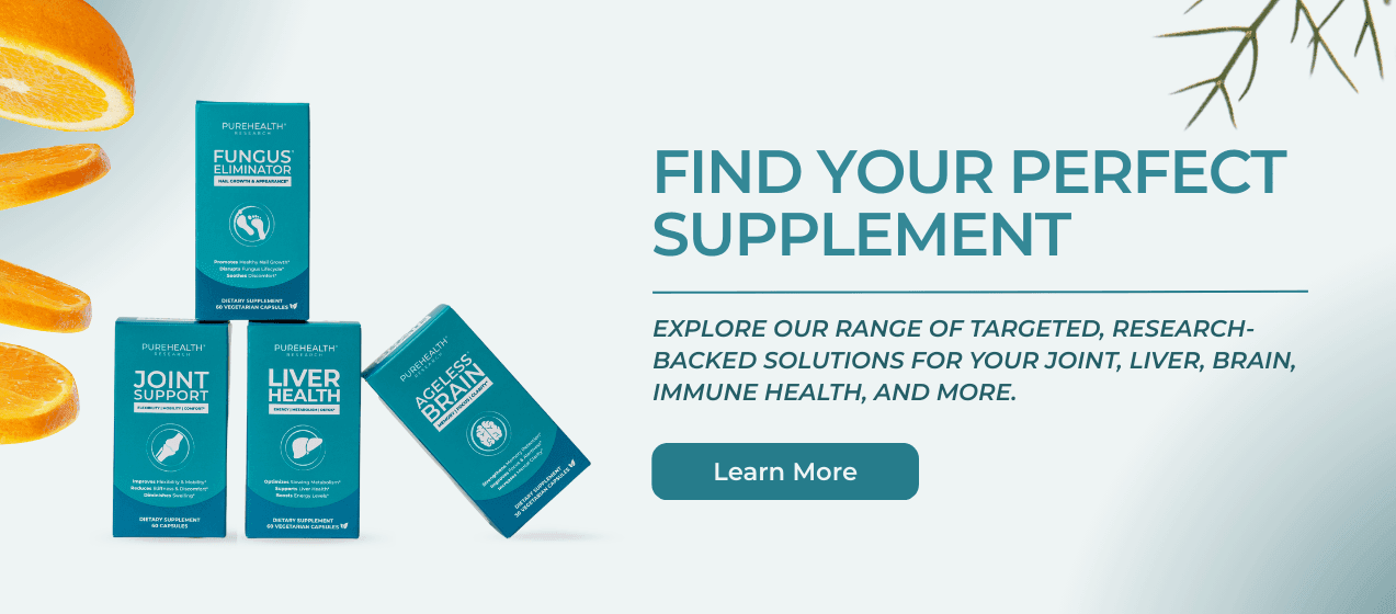 CTA banner with 4 supplement boxes