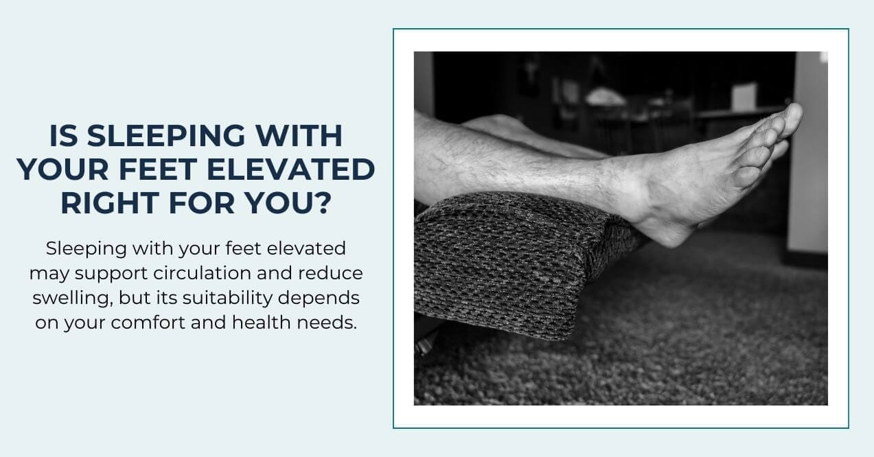 Man resting feet on recliner to elevate legs.