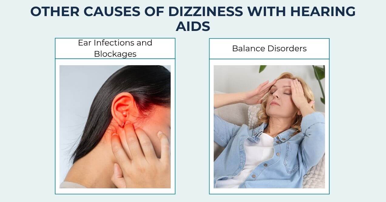 Ear infections and balance disorders causing dizziness with hearing aids