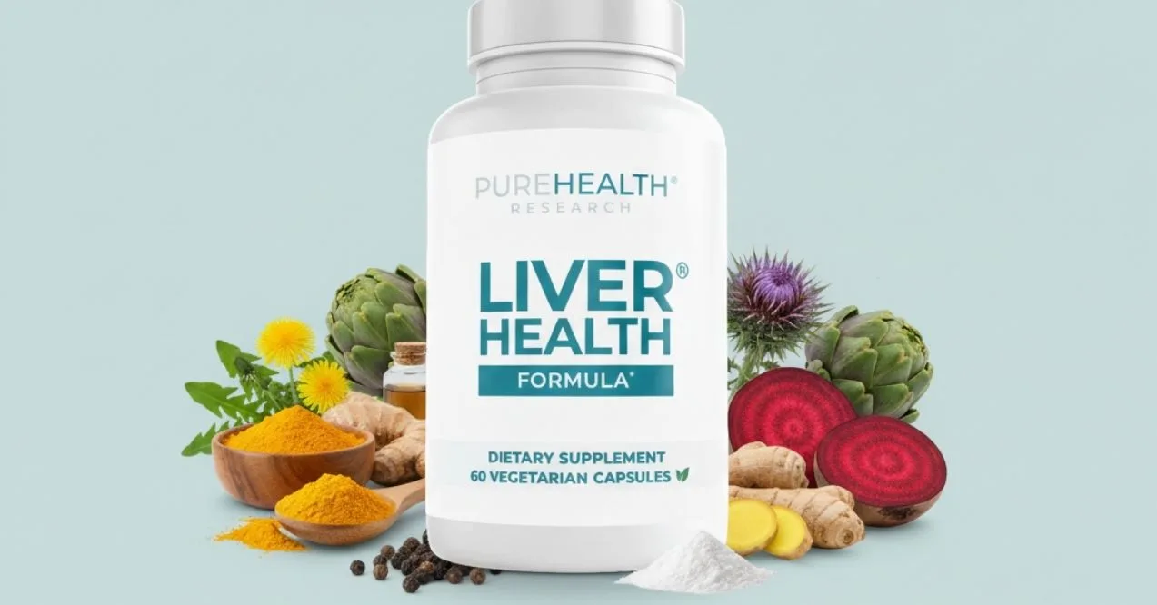 PureHealth Research Liver Health Formula bottle with natural ingredients