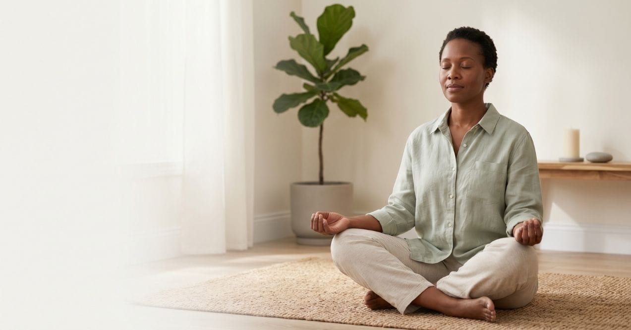 person meditating to relieve stress