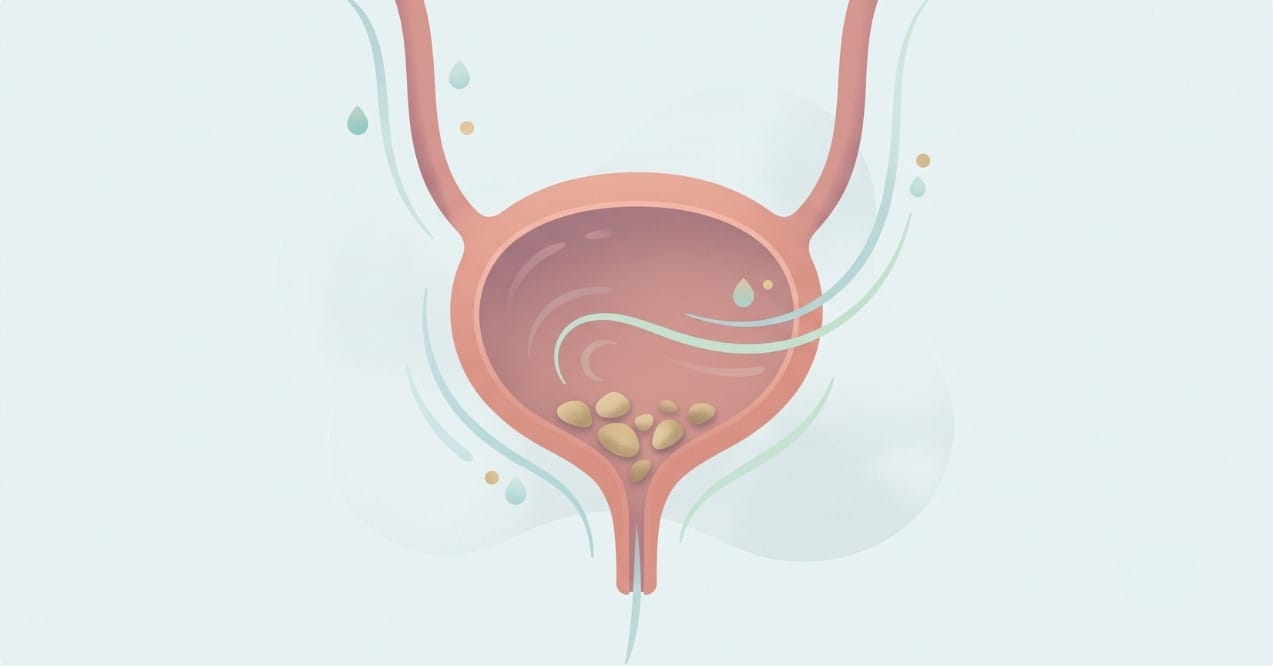 Illustration of bladder stones inside the bladder