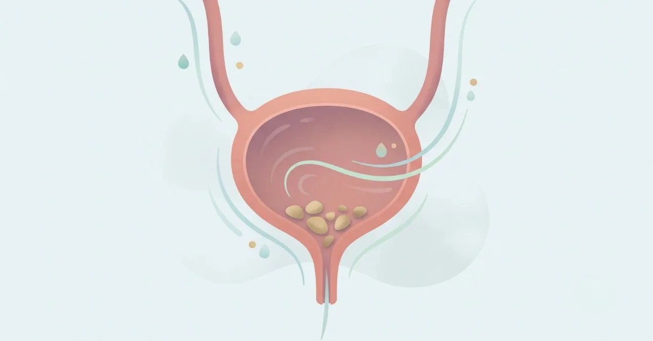 Illustration of bladder stones inside the bladder