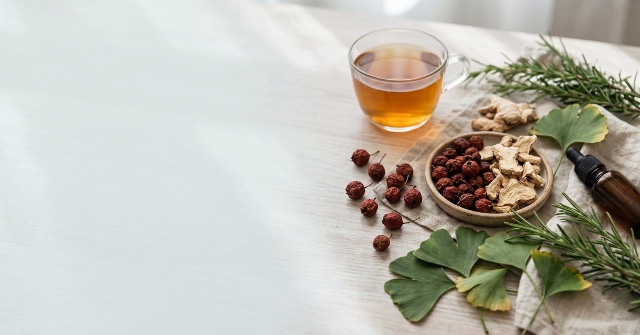 Herbal tea, berries, and botanicals traditionally used to support circulation